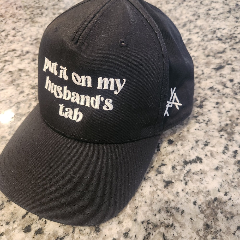 Put It On My Husbands Tab Snapback Hat Black Baseball Cap Funny